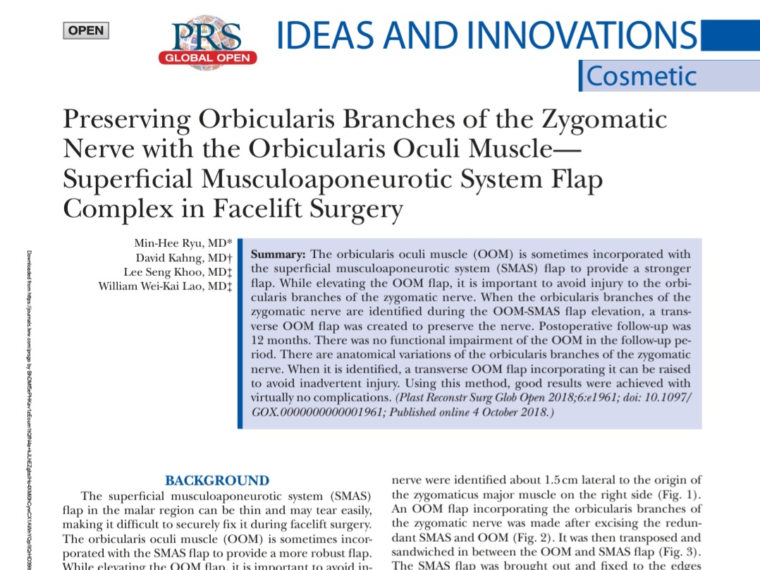 Preserving Orbicularis Branches of the Zygomatic Nerve in Facelift Surgery
